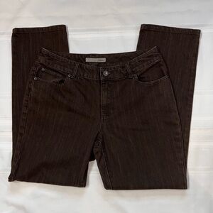 Chicos Platinum Jeans Ultimate Fit‎ Slim Leg Brown Sz 1(8) Short EUC